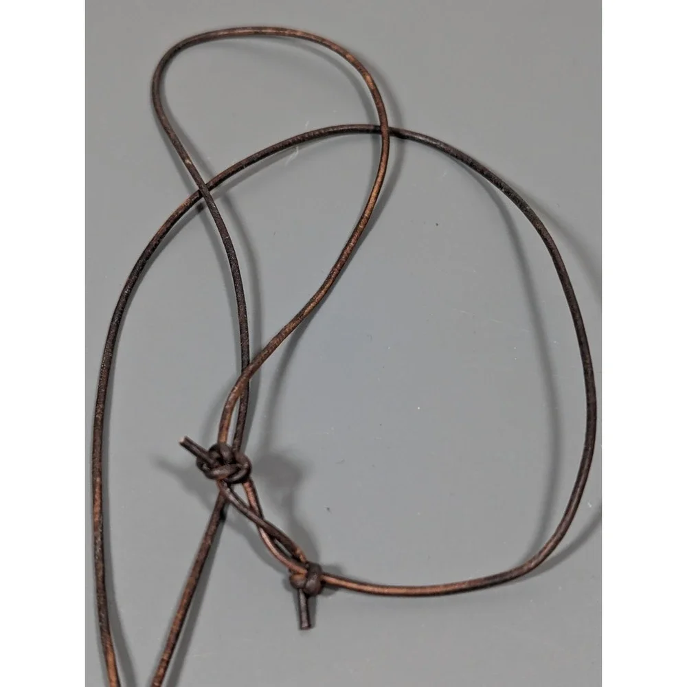 MudLove Inspirational Faith Ceramic‎ Bar Pendant Brown Adjustable Cord Necklace